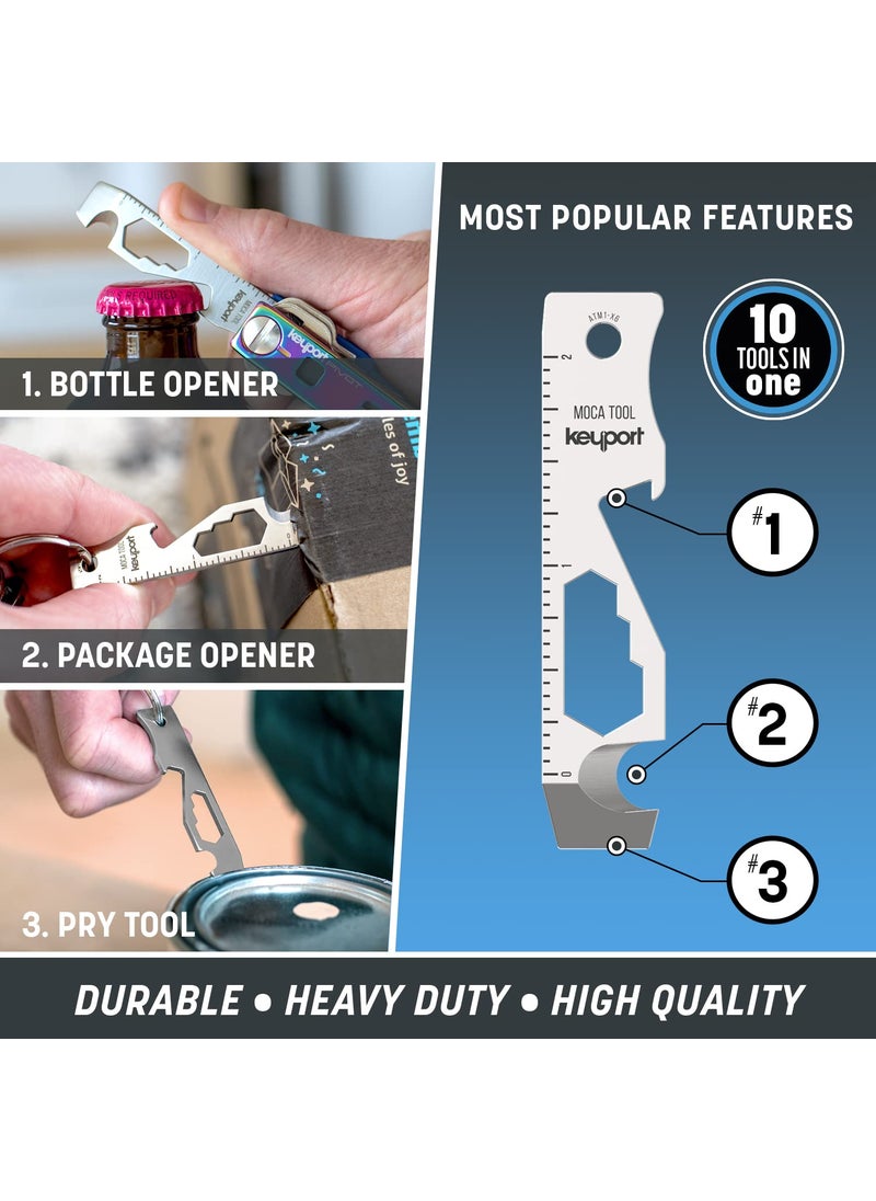 Keyport Keyport MOCA 10-in-1 Keychain Multitool (Stainless) | EDC Multi Tool: Pry Bar, Bottle Opener, Screwdriver, Box Opener, Cord Cutter & More | TSA Key Tool | EDC Gear | For Key Organizer & Key Chain  - Image 2