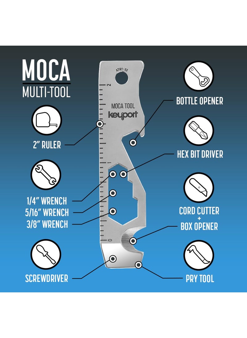 Keyport Keyport MOCA 10-in-1 Keychain Multitool (Stainless) | EDC Multi Tool: Pry Bar, Bottle Opener, Screwdriver, Box Opener, Cord Cutter & More | TSA Key Tool | EDC Gear | For Key Organizer & Key Chain  - Image 3