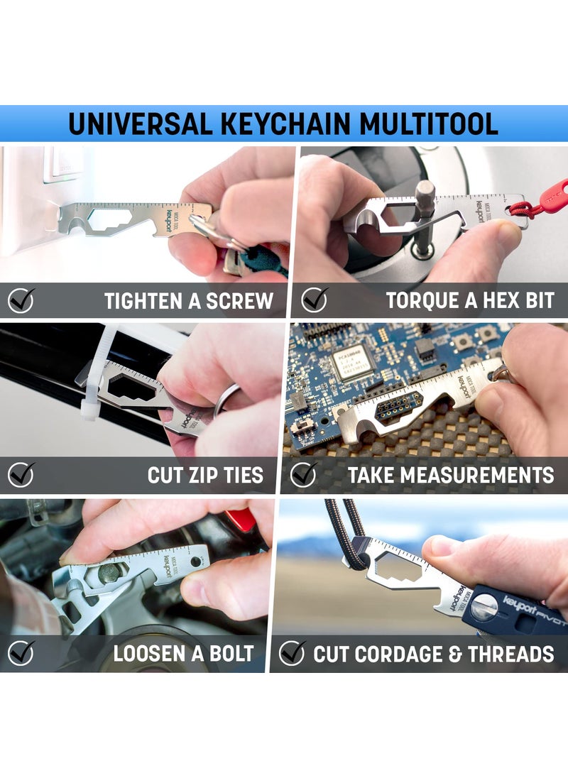 Keyport Keyport MOCA 10-in-1 Keychain Multitool (Stainless) | EDC Multi Tool: Pry Bar, Bottle Opener, Screwdriver, Box Opener, Cord Cutter & More | TSA Key Tool | EDC Gear | For Key Organizer & Key Chain  - Image 4