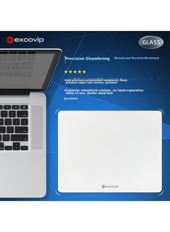 Exco Glass Mouse Pad, Gaming Solid Color Mouse Pad, Hard Keyboard Desk Pad, Photovoltaic Computer Office Laptop Small Pad 250*200mm, White 0178 - Image 5