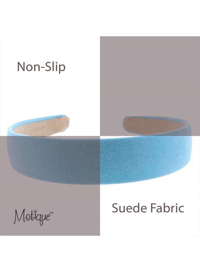 Motique Accessories 1 Inch Wide Suede Like Headband Solid Hair band for Women and Girls (Light Blue) - Image 3