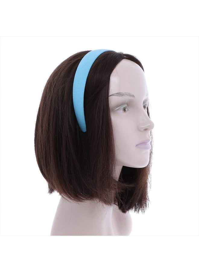 Motique Accessories 1 Inch Wide Suede Like Headband Solid Hair band for Women and Girls (Light Blue) - Image 2