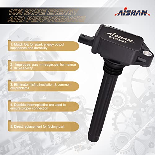 AISHAN Set of 6 Ignition Coil Pack Compatible with Avenge Charger Durango RAM 1500 Jeep Dodge Grand Cherokee Grand Caravan Chry Town & Country Wrangler Routan 3.6L V6 Challenger| Replace# UF648 - Image 3