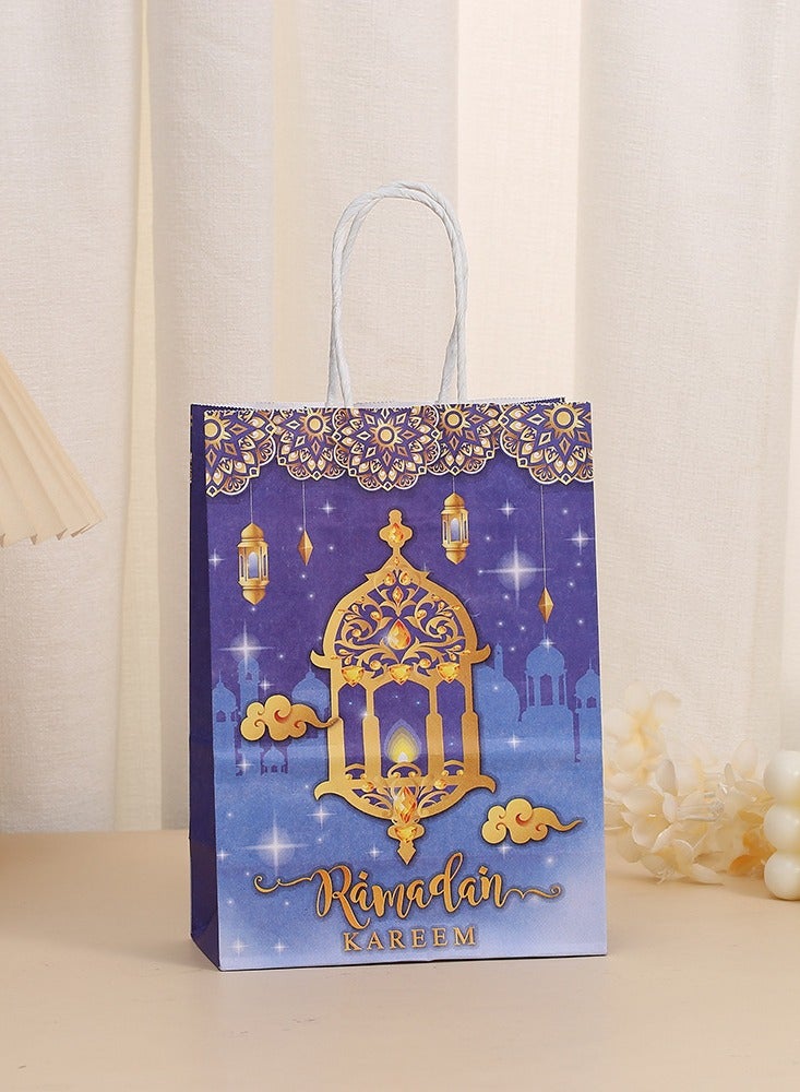 12 قطعة من أكياس الهدايا الورقية لشهر رمضان والعيد، وأكياس الحفلات بمقابض للحلوى والحلويات والهدايا والمجوهرات، وأكياس هدايا الحفلات ولوازم الحفلات - Image 3