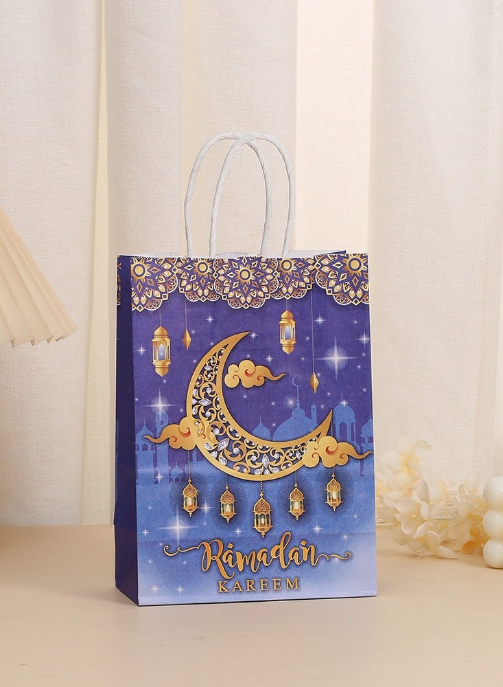 12 قطعة من أكياس الهدايا الورقية لشهر رمضان والعيد، وأكياس الحفلات بمقابض للحلوى والحلويات والهدايا والمجوهرات، وأكياس هدايا الحفلات ولوازم الحفلات - Image 4