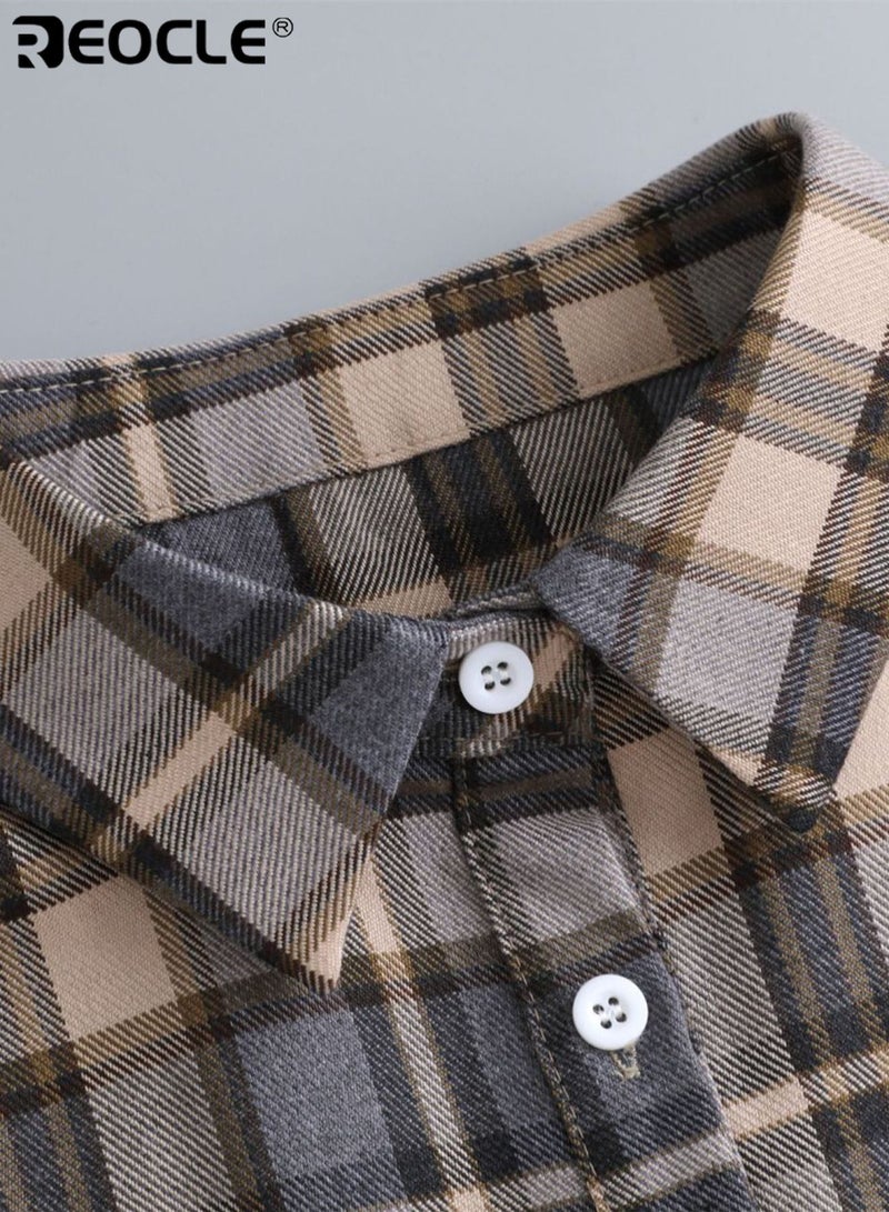 REOCLE Women's Detachable Collar Timeless Plaid Collar Extender Button-Front Patterned Design for Casual & Layered Outfit Styling - Image 5