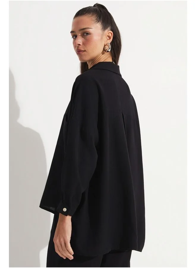 JUNE June Shirt & Trousers Set Black