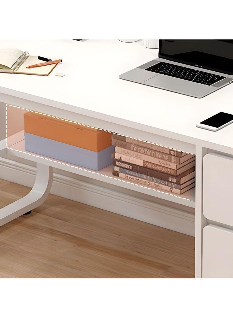 اليسا مكتب كمبيوتر أبيض مقاس 120 سم مع 3 أدراج - طاولة مكتب ودراسة منزلية عصرية مع مساحة تخزين - Image 3
