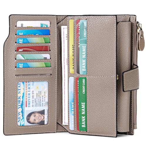 SENDEFN Women Leather Wallets RFID Blocking Clutch Card Holder Ladies Purse with Zipper Pocket - Image 2