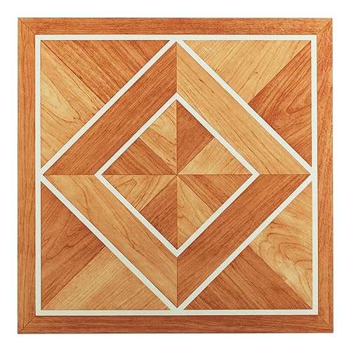 بلاط فينيل ذاتي اللصق من تيفولي 45 بلاطة 12 × 12 حافة بيضاء مزخرفة باركيه لاصق DIY للأرضيات للمطبخ وغرفة الطعام وغرف النوم والأقبية والحمامات من أتشيم هوم ديكور