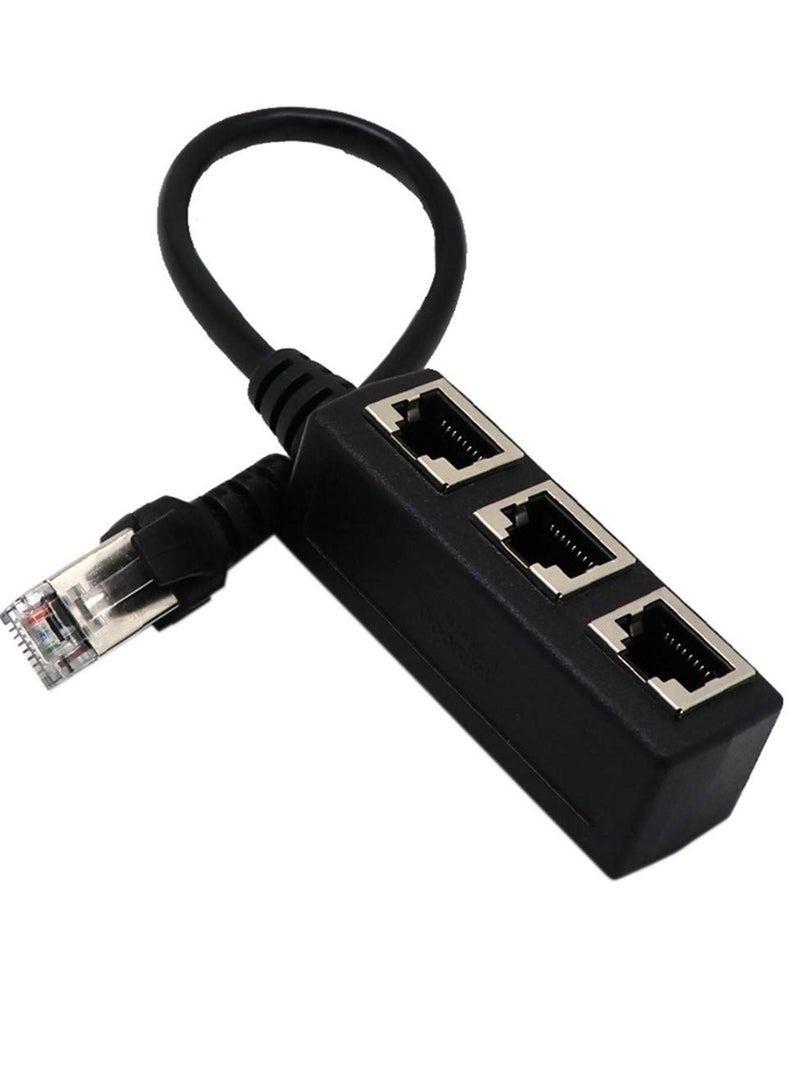 RJ45 Ethernet Splitter Cable - 1 Male to 3 Female Ports LAN Adapter for Cat5, Cat5e, Cat6, Cat7 Network Connections - Ethernet Plug Connector for Enhanced Connectivity - Image 2