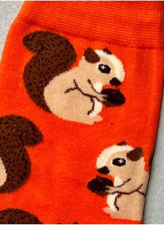 The Socks Hype 3 Pairs Unisex Squirrel Socks for Men Women - Comfortable Cotton Blend | Suitable for 35-42 Sizes | Playful Squirrel Hibernation Design  - Image 2