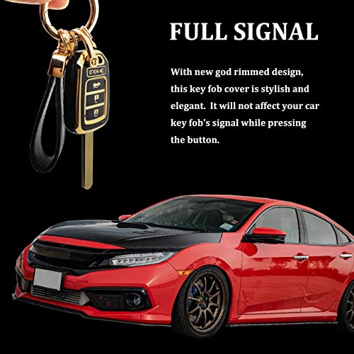 AYGUCEKE TPU Protective Key Fob Cover Case Compatible with Honda 2013-2016 Honda Accord 2014-2015 CRV 2014-2015 Civic Key Fob (Black) - Image 3