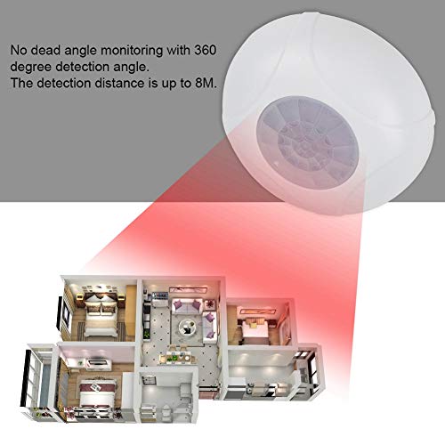 Hakeeta Alarm Motion Sensor Wired 360 FlameRetardant Shell Top Mounted or Ceiling Type Ideal of Indoor ShopOfficeHome Security Infrared Detector Burglar Alarm System High Sensitivity White - Image 3