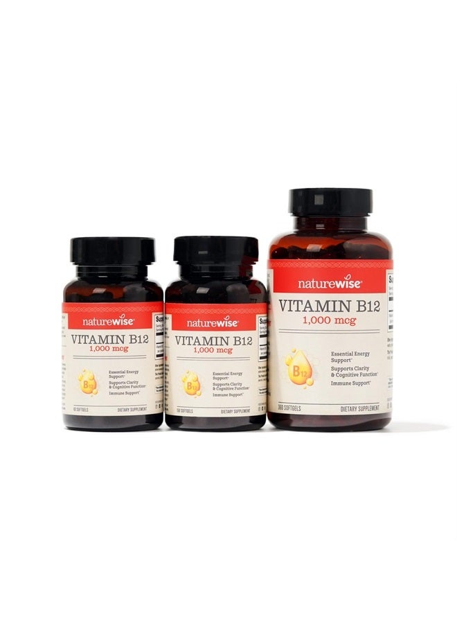 NatureWise Vitamin B12 1000 mcg - B12 Vitamin Supplement for Supporting Energy Levels, Mental Clarity, Nervous System Health - Easy-to-Swallow, Gluten-Free, Non-GMO - 150 Softgels[5-Month Supply] - Image 2