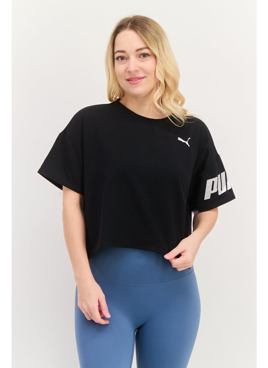 PUMA Women Sportswear Fit Short Sleeve Training Crop Top, Black  - Image 1