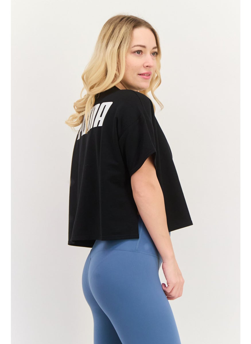 PUMA Women Sportswear Fit Short Sleeve Training Crop Top, Black  - Image 2