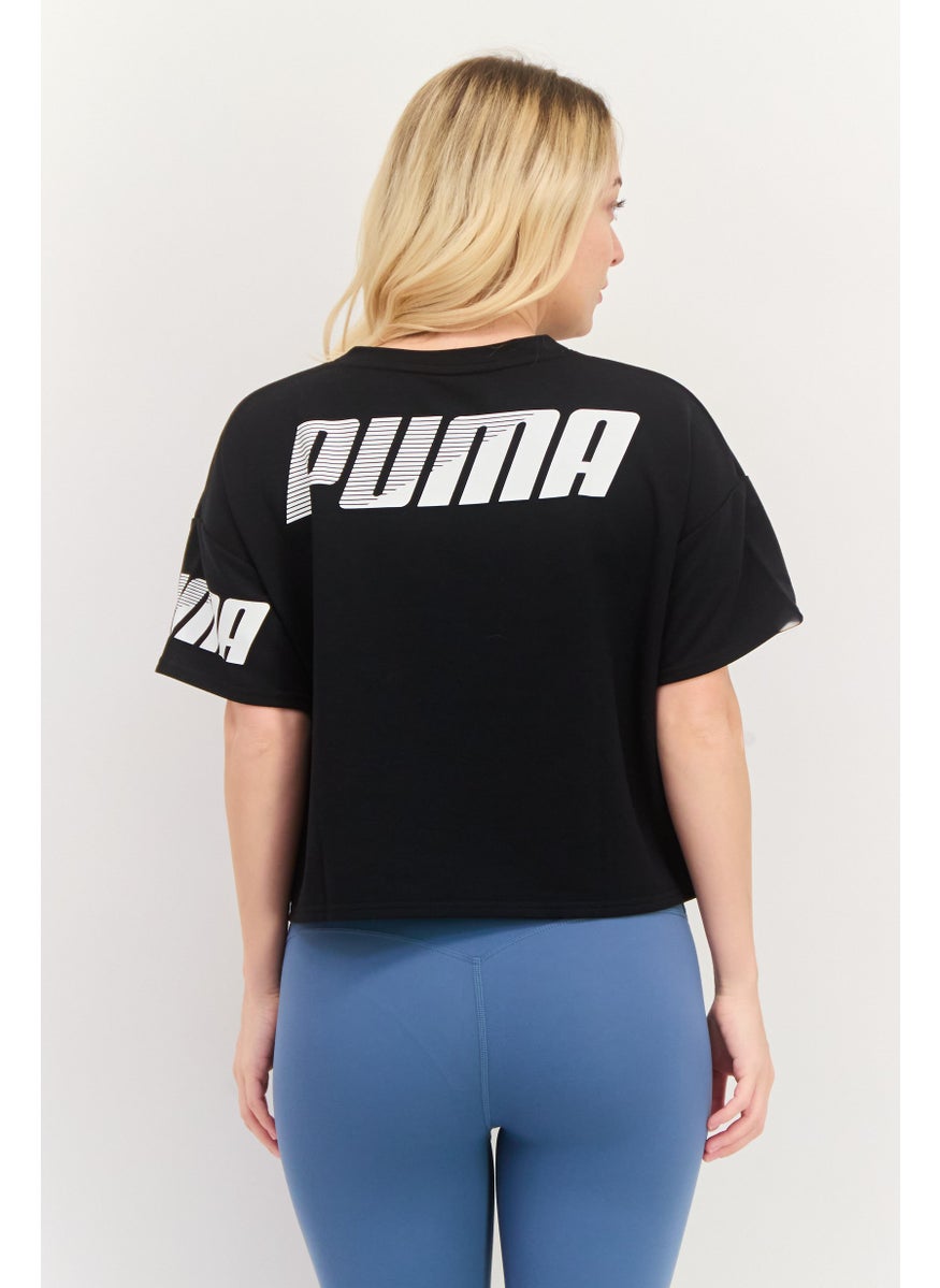 PUMA Women Sportswear Fit Short Sleeve Training Crop Top, Black  - Image 3