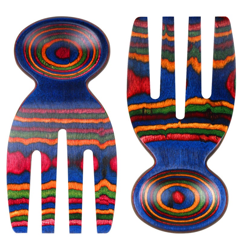 MYRAINBOW Salad Tongs Salad Hand Pakkawood Salad Tongs for Serving Serving Utensils Set Salad Servers Set Kitchen Cooking Utensil - Image 2