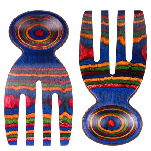 MYRAINBOW Salad Tongs Salad Hand Pakkawood Salad Tongs for Serving Serving Utensils Set Salad Servers Set Kitchen Cooking Utensil - Image 1