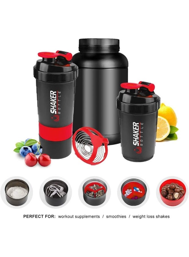 VIGIND 650Ml Protein Shaker Bottle With 3-Layer Twist And Lock Storage - Image 2