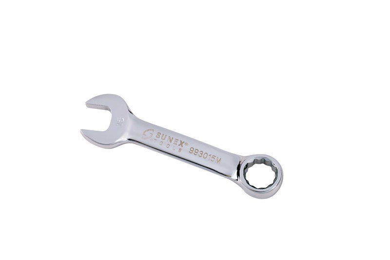 Sunex Tools Sunex 993015M 15 mm Fully Polished Stubby Combination Wrench