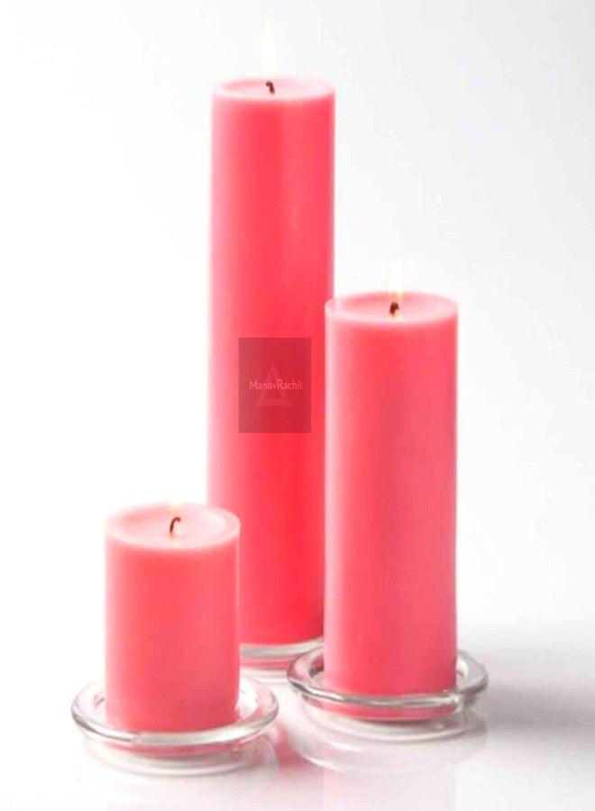 ManavRachit Paraffin Wax Pillar Candles Perfect for Decoration of Dinner, Wedding Parties, Church, Spa, Restaurant, Smokeless Dripless Long Lasting(Set of 3, 2,3,4 inches)(Pink) - Image 4