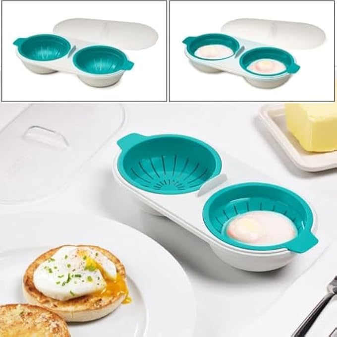 Bukela Egg Steamer Egg Poachers Poacher Cups Food Grade Pp Material Safe And Secure Time Saving And Labor Saving MultiFunction For Kitchen Home Ovens Poached Eggs Blue - Image 2