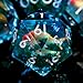 Froggod Moss and Koi Fish DND Dice Set 7Pcs Sharp Edge Resin Polyhedral Game Dice for DD RPG Includes D20 D12 D10 D8 D6 D4 Moss Agate Fish DesignBlue - Image 4