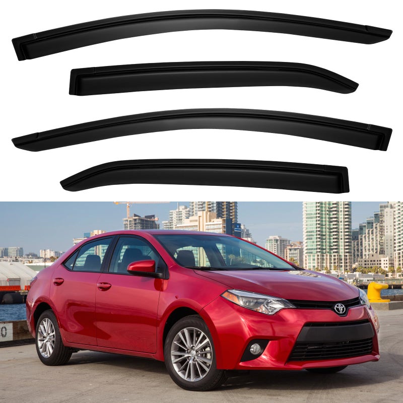 YQAUTEC Window Visors Rain Guards for Toyota Corolla 2014-2019, Out-Channel Window Vent Wind Deflectors Visors Shades for 14-19 Corolla - Image 1