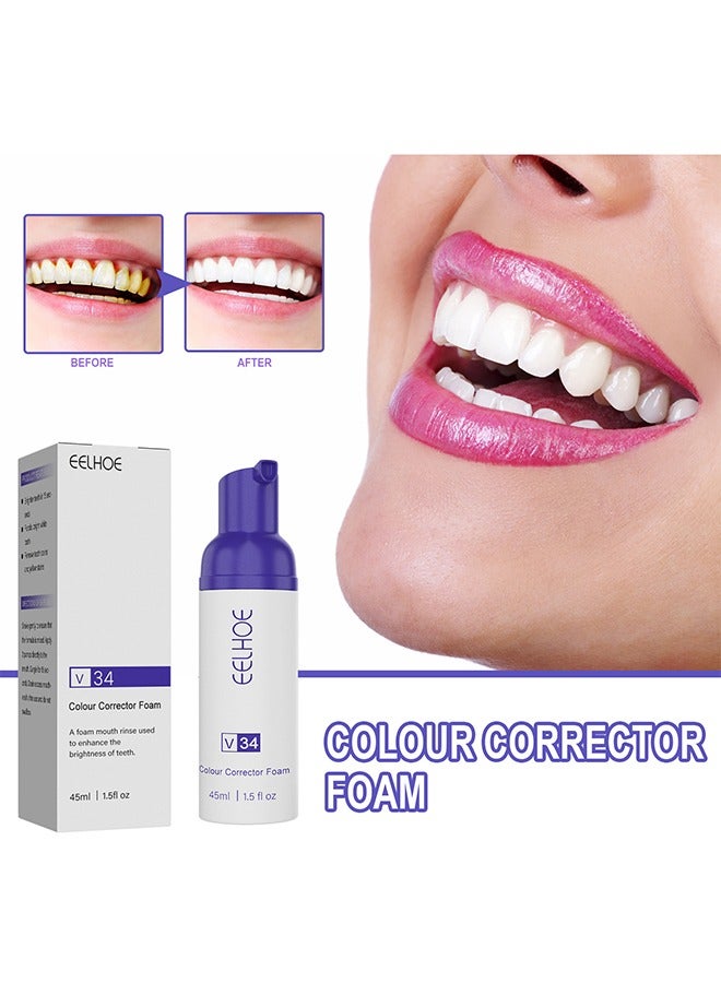 EELHOE V34 Colour Corrector Foam - Teeth Whitening Tooth Colour Corrector Purple Toothpaste for Teeth Whitening Purple Teeth Whitening v34 Colour Correcting Foam Toothpaste Teeth Stain Removal - Image 1