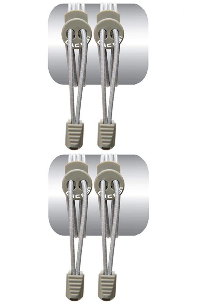 Alissa 2-Piece No-Tie Elastic Shoelaces with Lock – One Size Fits All for Kids & Adults – Stretch Fit Laces for Sneakers, Sports & Daily Wear (Grey) - Image 1