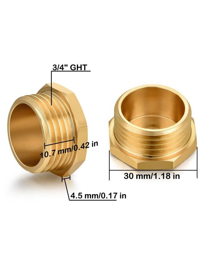 YELUN 3/4" GHT Male Brass Pipe Plug Outer Garden Hose Male Threaded End Cap Plug Garden Irrigation Pipe Fittings Water Tubing Stopper （6 PCS） - Image 2