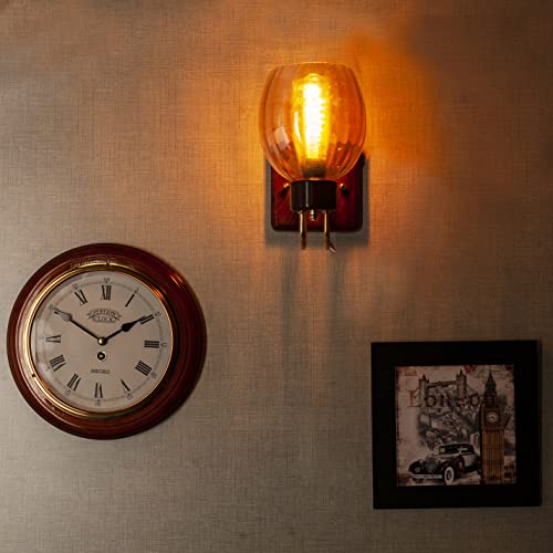 Green House Fully Handmade Sheesham Wood Wall Light/Wall Lamp | Luster Glass | E27 Bulb Holder(Bulb not Included) | Gold Plated Accents | for Bedroom, Living Room, Study Room, Dining Room, Hallway - Image 4