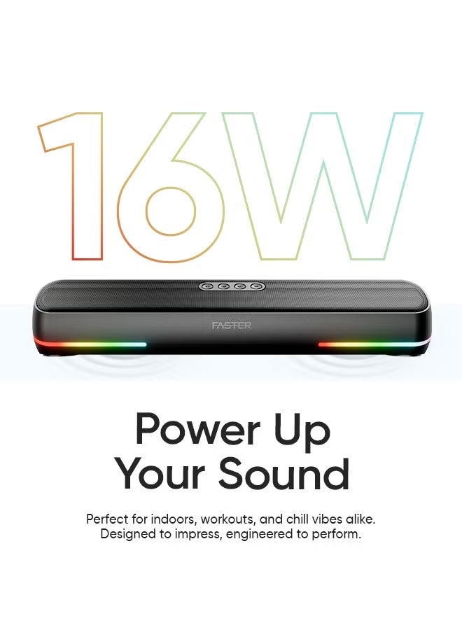 Faster RYZO Z16 Wireless Bluetooth Soundbar + 64GB USB 3.1 Flash Drive Bundle – Portable Stereo Speaker with Deep Bass, FM Radio, TWS, AUX, USB, TF Card, and High-Speed Pendrive - Image 3