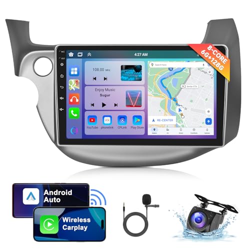 VECHTEL [8 CORE 6G+128G] Car Stereo for Honda Fit 2008-2013 with Wireless Carplay/Android Auto, 10.1 Inch Android 15 IPS Touch Screen Car Radio, Bluetooth, GPS, 5GWiFi, SWC, DSP + Backup Camera - Image 1