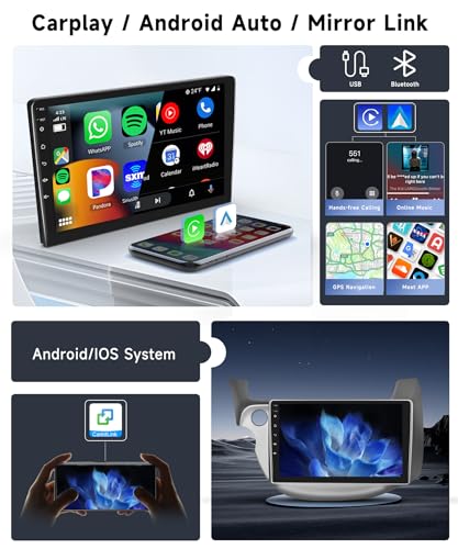 VECHTEL [8 CORE 6G+128G] Car Stereo for Honda Fit 2008-2013 with Wireless Carplay/Android Auto, 10.1 Inch Android 15 IPS Touch Screen Car Radio, Bluetooth, GPS, 5GWiFi, SWC, DSP + Backup Camera - Image 3