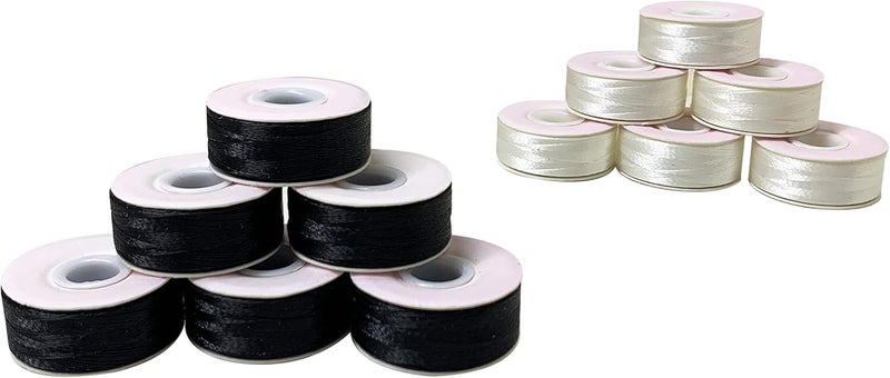 HimaPro 144 Prewound Bobbins for Embroidery Machines Size L (SA155) Cardboard Sided Good for Brother, Babylock, Janome, Bernina, Husqvarna, Pfaff Embroidery Machines Etc (Black & White) - 60 Weight - Image 2