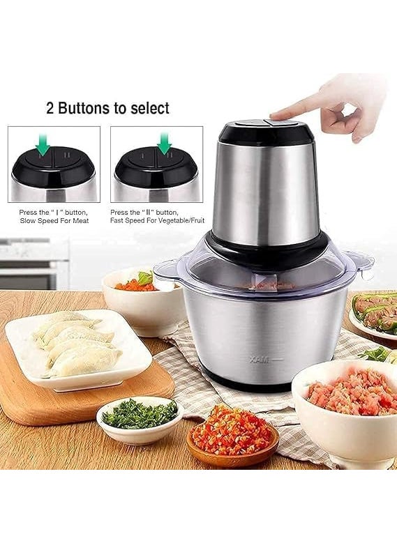KARMIKA KARMIKA Electric Meat Grinder Multifunction Meat Mincer Stainless Steel Food Chopper Food Processor Machine for Meat Vegetables Fruits and Nuts Powerful Motor 2L  - Image 2