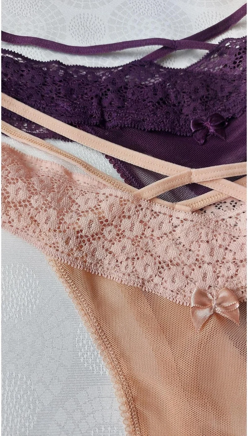 Sensu Women's Butterfly Model Stringed Lacy Thong Set of 5 KTS2070