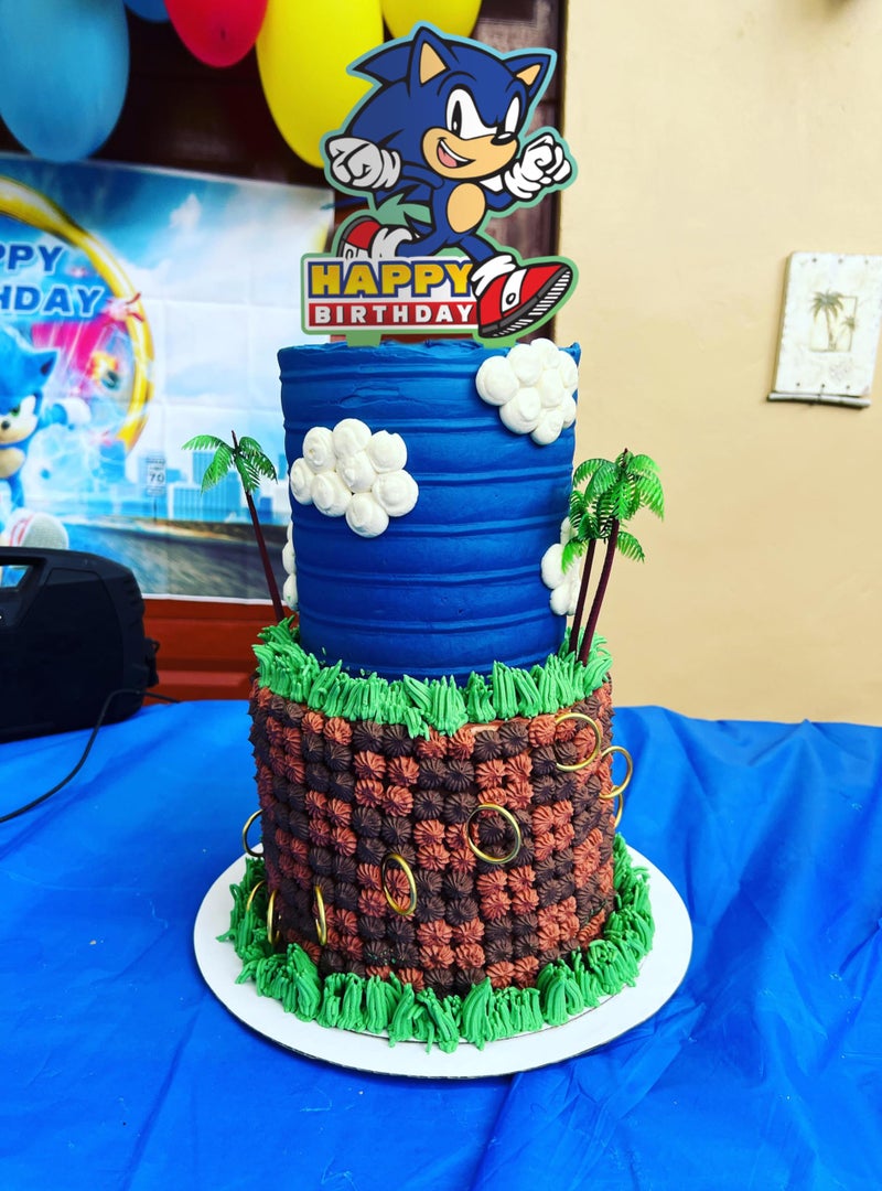 Think Green Fun Sonic Gamer Birthday Cake Topper Party Decor - Image 5