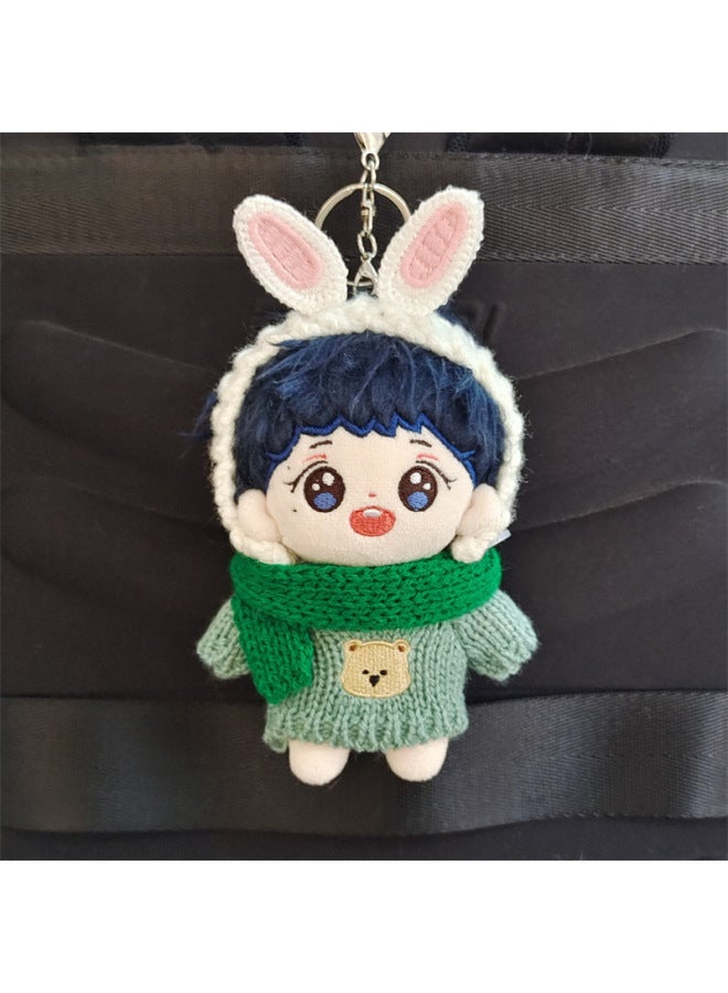 10 سم قلادة Zhou Deep Cotton Doll Zhou Tiantian Star Baby Plush Doll Bag قلادة هدية - المواصفات: 10 سم متوفر - اللون: 10 سم أسبوع سترة رأس الدب الأخضر الحلو وشاح أخضر أبيض أرنب الأذن إكسسوارات الشعر - Image 1