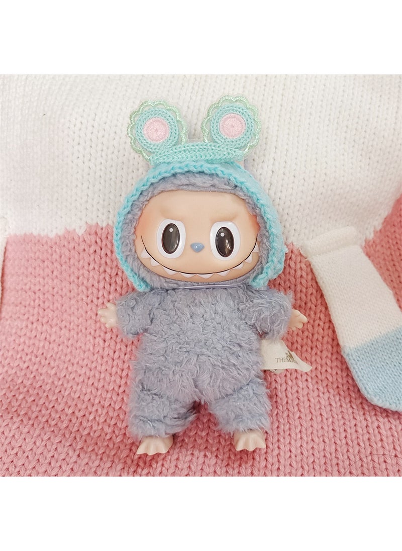 Labubu Knit Hairband Doll Outfit Set elastic blue frog hair accessories 