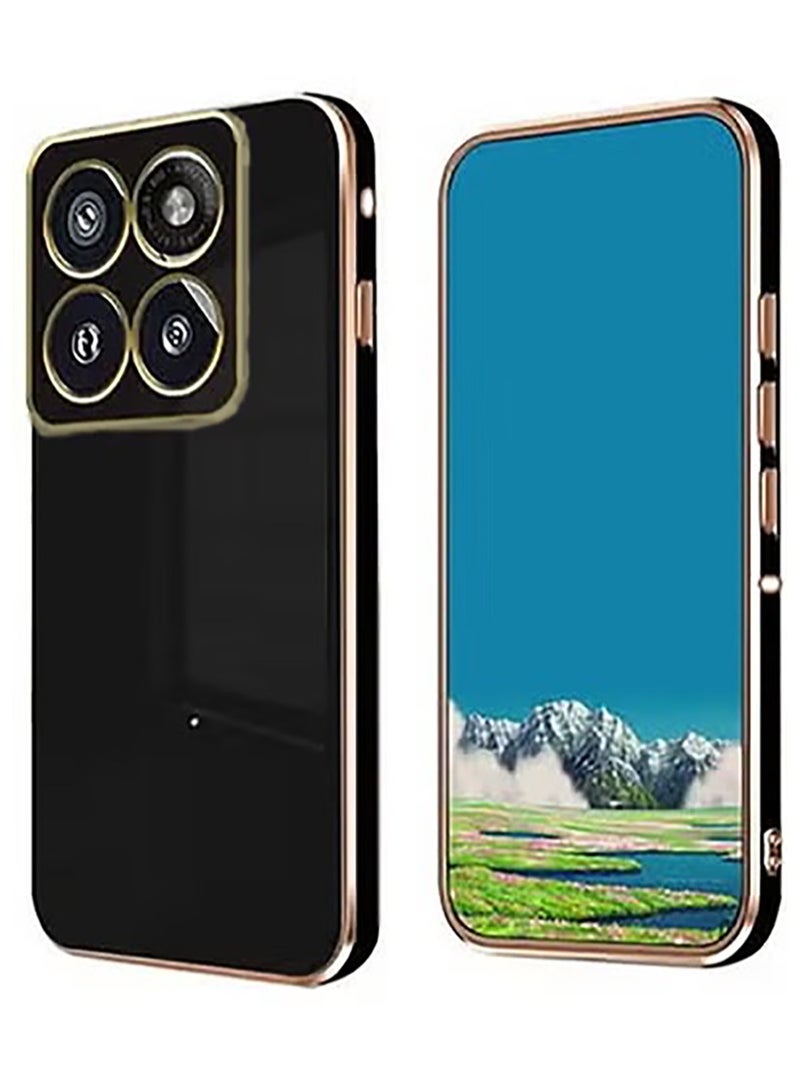 Silicone case for Moto Edge 60 Pro/Moto Edge 60 Fusion, Plating Moto Edge 60 Pro/Moto Edge 60 Fusion Phone Case Shockproof Thin and Soft Cover (Black) - Image 1