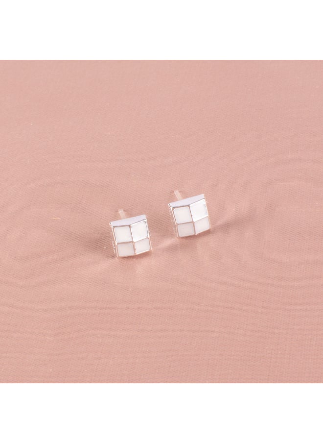 Generic Small Earring for Baby - White Square 