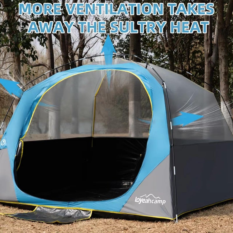 LOYEAHCAMP 4 Person Blackout Camping Tent, Easy Setup Waterproof Family Dome Tent for Camping with Rainfly, Portable Double Layer Large Family Tent for Outdoor Camping&Hiking - Image 5