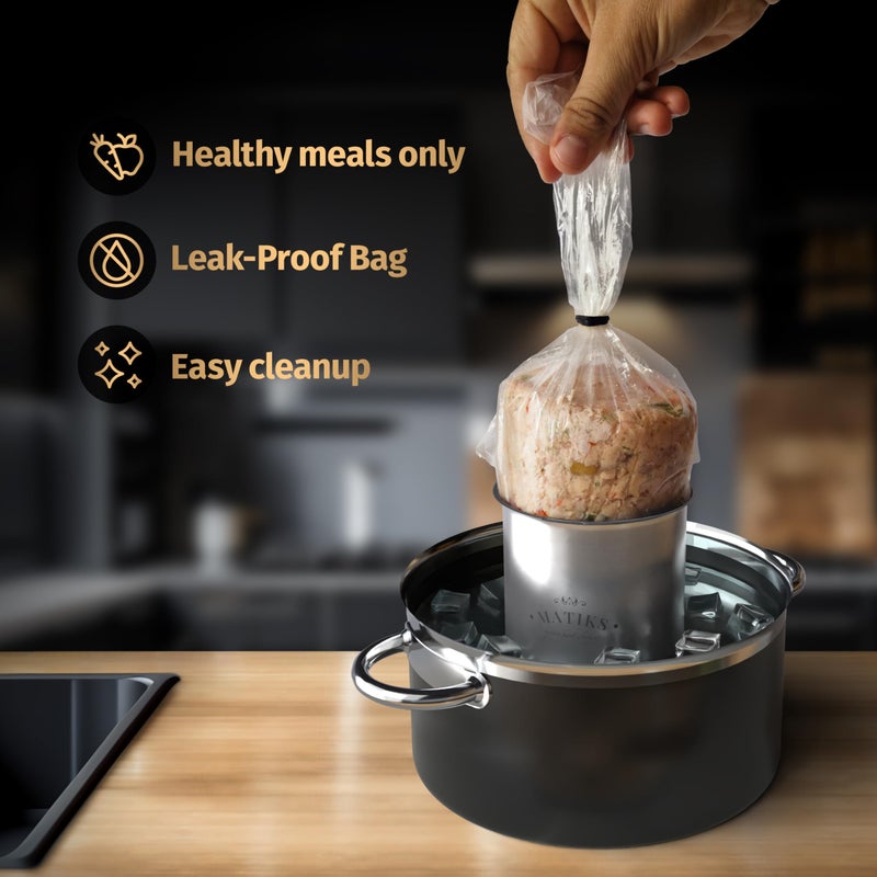 Matiks Ham Press Cooking Poly Bags for Boiling compatible with Ham Maker, Healthy Food Boil Bag Perfect for Lunch Deli Meat, Seafood, Vegetables, BPA-Free Plastic Freezer Bag, 8'' x 14'', 40 Bags by Matiks - Image 4