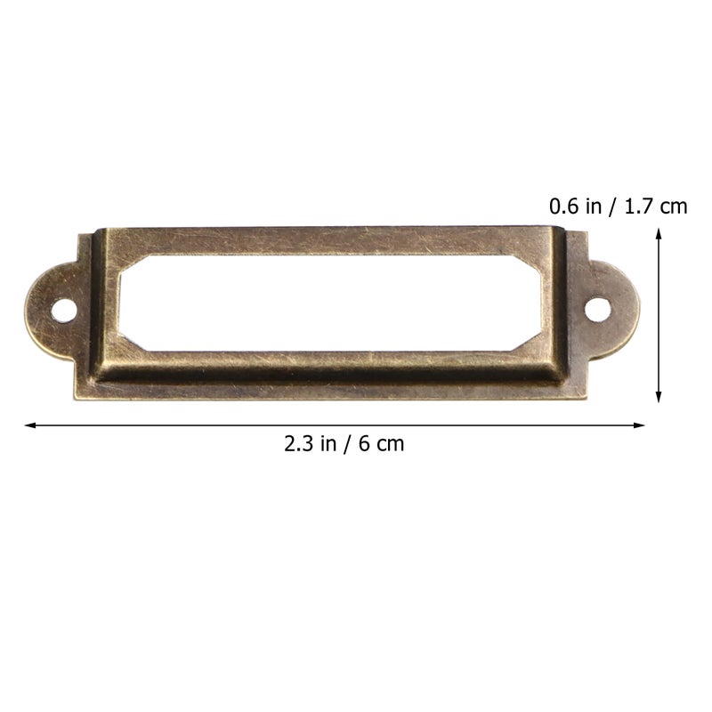25 قطعة من ملصقات أدراج الملفات المعدنية ذات الطراز القديم، حامل ملصقات السحب، ملحقات الأدراج مع 50 قطعة من البراغي لأدراج الخزائن وخزائن المكاتب (أخضر) - Image 2