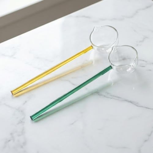 Home Essentials HomeEssentials Glass Stirring Spoon, Crystal Clear Borosilicate Teaspoons - Milk Spoon/Coffee Spoon/Soup Spoon/Dessert Spoon (Multicolor, Pack Of 2), 26 Centimeters - Image 1