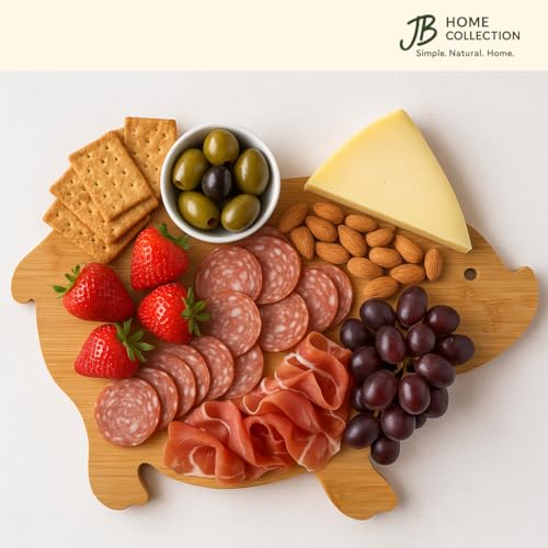 JB Home Collection, Pig Shaped Bamboo Cutting Board and Serving Tray, 13.5"x7.5" Natural Bamboo Wood Chopping Board for Kitchen, Eco-Friendly Butcher Block for Prep, Charcuterie, and Entertaining - Image 3
